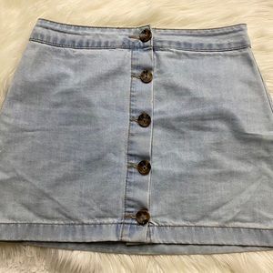 button up mini denim skirt